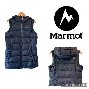 MARMOT Womens Black ORIGINS Hooded 700 Down Puffer Vest LARGE
